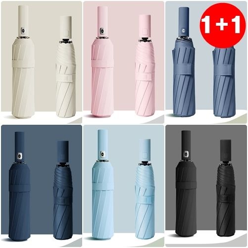 1+1 튼튼한 12K 8K 3단 자동 우산 접이식 장마철 파스텔 양산 암막 양우산