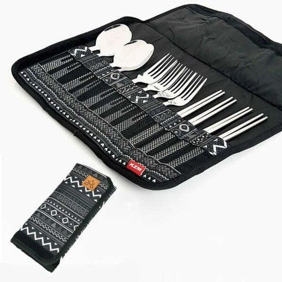 카즈미 커트러리 세트 캠핑 수저 포크 젓가락 4인용
