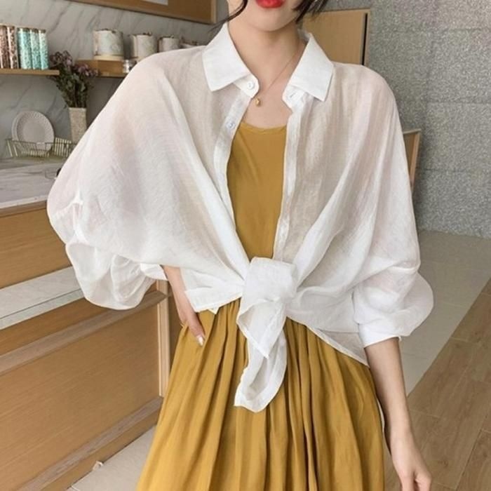 루즈핏 휴양지 가오리핏 여성남방 시스루 여름 (3Ylj6)