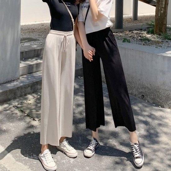 [HYD40558_56]와이드 찰랑 팬츠 여성여름바지 통바지 9부