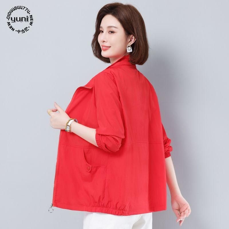 [해외] 여성 중년 엄마옷 바람막이 여름 선케어 점퍼 빅사이즈 루즈핏 얇은 나들이 여행 잠바