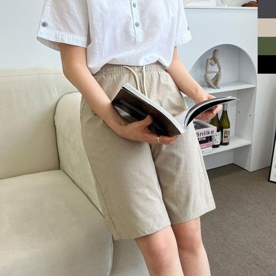 GAA PT캐주얼U L500G 커플여자린넨여름5부바지