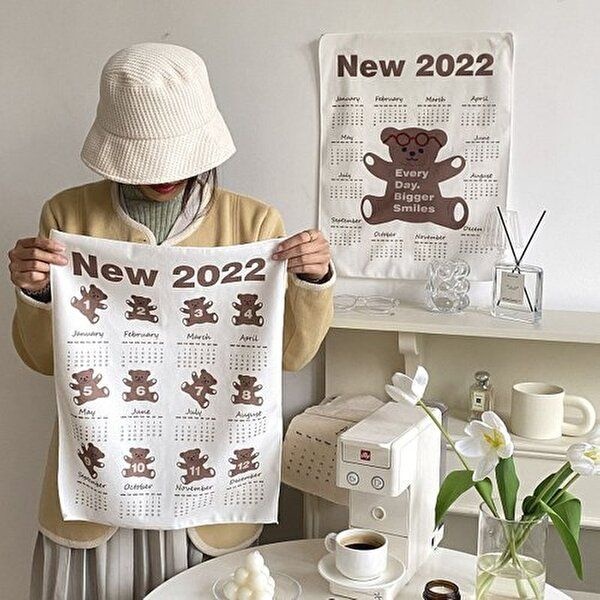 VY협력업체 [브이와이][VC6LO4NM]신년 벽걸이 패브릭 방꾸미기 달력 캘린더 2022