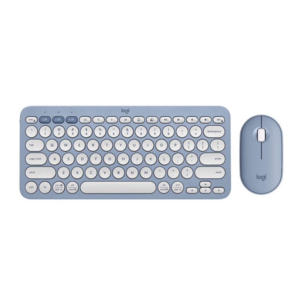 상품상세참조 [해외] 로지텍 페블2콤보 무소음 무선 블루투스 키보드 마우스 세트 블루 PEBBLE 2 COMBO Pinyue