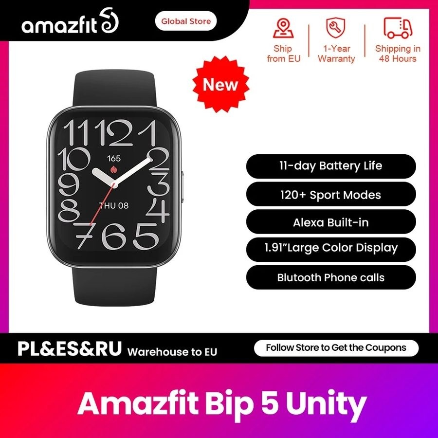 [온세일]Amazfit Bip5Unity46mm 통화 스마트워치 GPS 배터리 14일 (그레이)