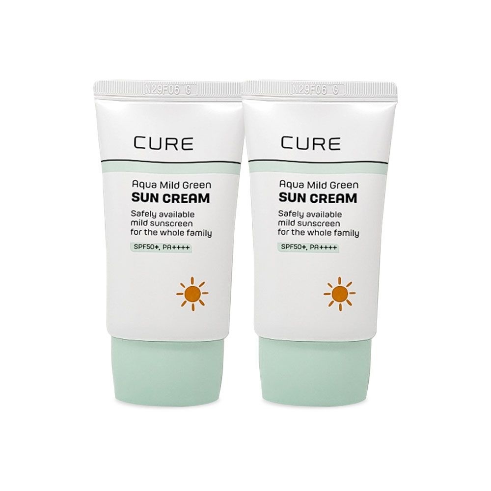 김정문알로에 큐어 아쿠아 마일드 그린 선크림 40ml(SPF50+) 2개 So