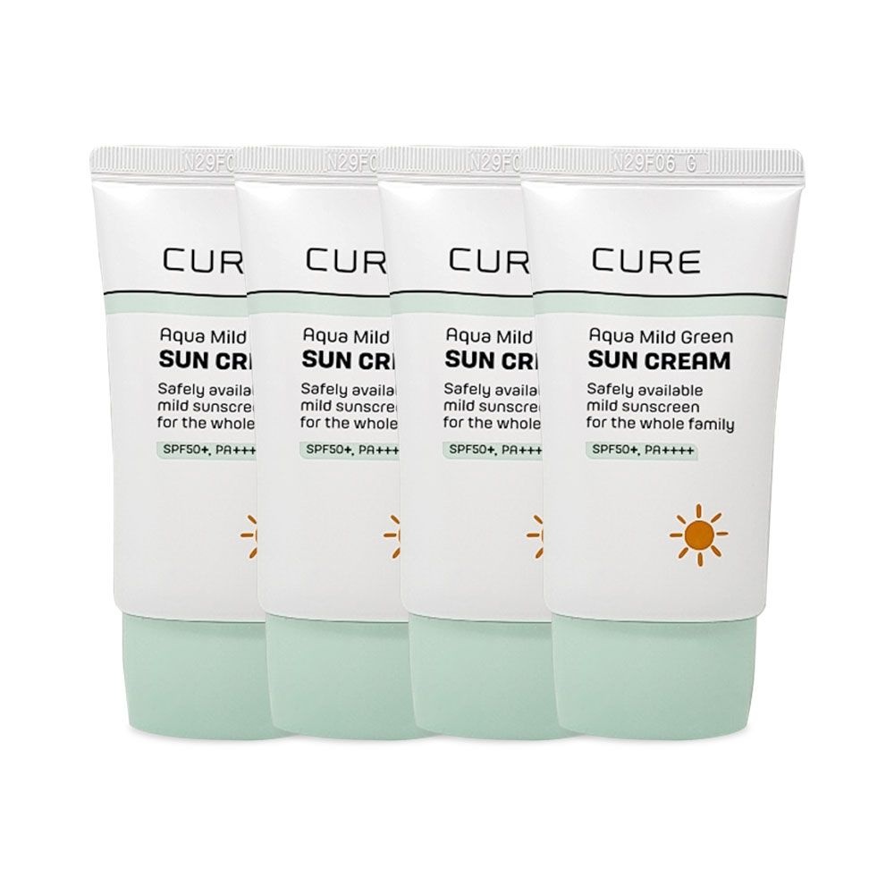 김정문알로에 큐어 아쿠아 마일드 그린 선크림 40ml(SPF50+) 4개 So
