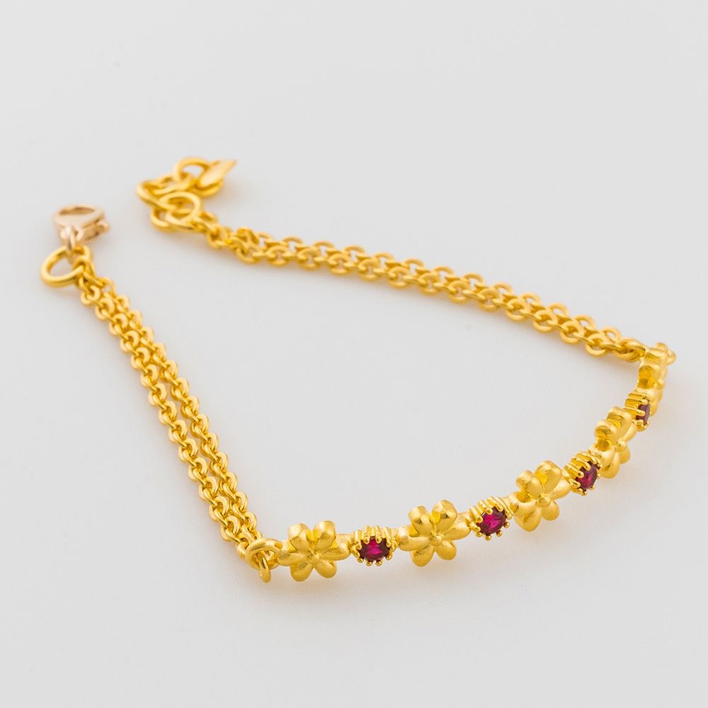한국귀금속보석거래소] 24K 순금 팔찌 루비 큐빅 플라워 라인 11.25g+18K 잠금