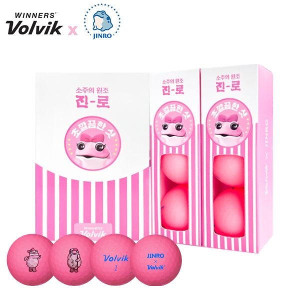 [오늘출발] 볼빅 진로 비비드 3피스 골프공 핑크두꺼비 진로굿즈 6구