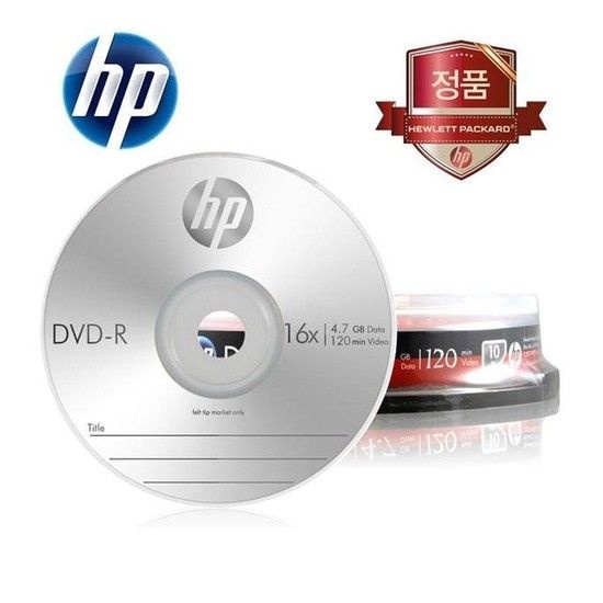 HP Media DVD-R 16x 4.7GB (10p 케익 케이스) Media DVD미디어 공미디어 저장장치 DVD DVDRW