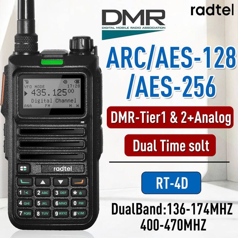 Radtel RT-4D DMR 라디오 디지털 워키 토키 듀얼 모드 아날로그 양방향 라디오 듀얼 타임 슬롯 햄 라디오 1024 채널