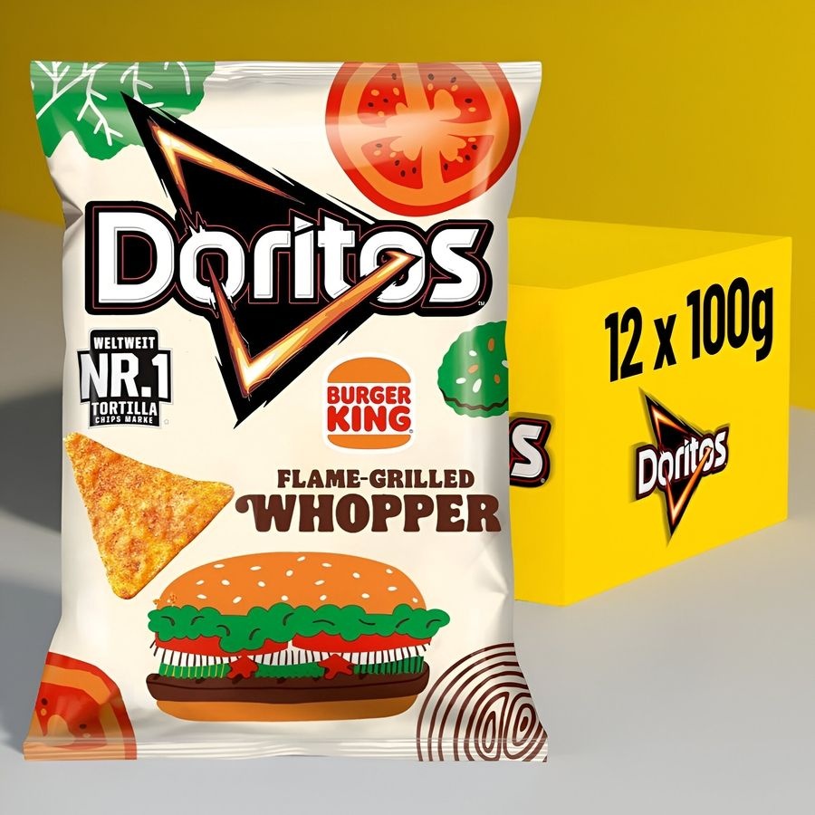 [해외] 독일 도리토스 버거킹 플레임 그릴드 와퍼 맛 또띠아 칩 100g x12봉 토르티야