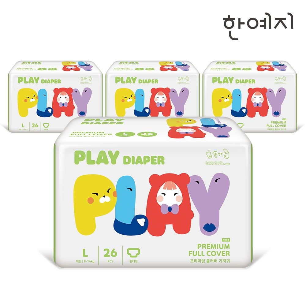 한예지 플레이 팬티 기저귀 대형 26매 x 4팩