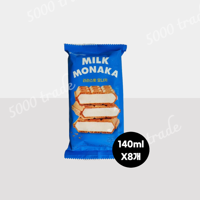 라라스윗 저당 우유 모나카 건강 아이스크림 140ml 8개