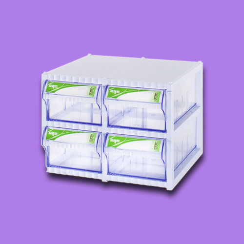 중앙브레인 부품박스 CA511-2 무색투명 4칸 수납함 285x262x205 mm