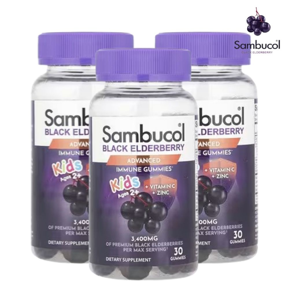 [해외] 삼부콜 키즈 이뮨 블랙 엘더베리 구미 30개 삼부커스 비타민C 아연 젤리 3개
