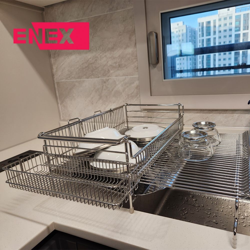에넥스 올스텐 304 샤인 식기건조대 1단 컵건조대 싱크선반
