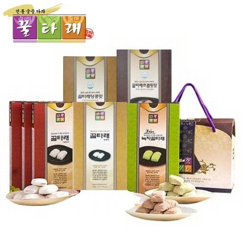 꿀타래 [선물포장서비스] 인사동명물 꿀타래 ! 땅콩2+아몬드3+장단콩인절미맛1+녹차1(7박스 선물세트)