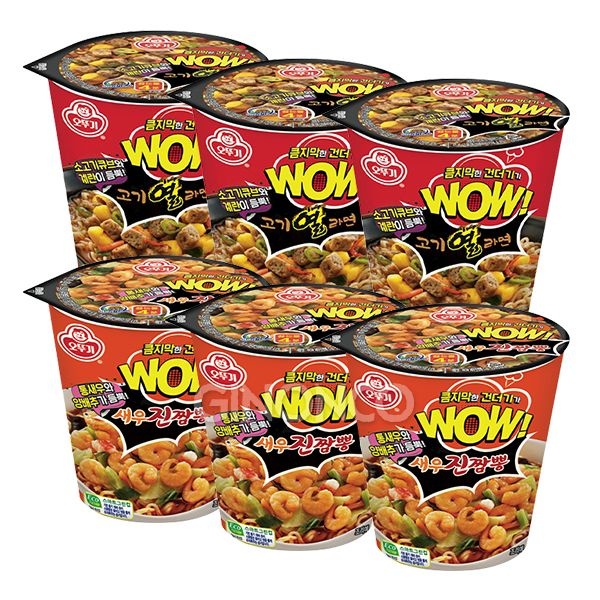 오뚜기라면 주식회사 오뚜기 WOW 컵라면 80g (고기열라면+새우진짬뽕 각 3개)