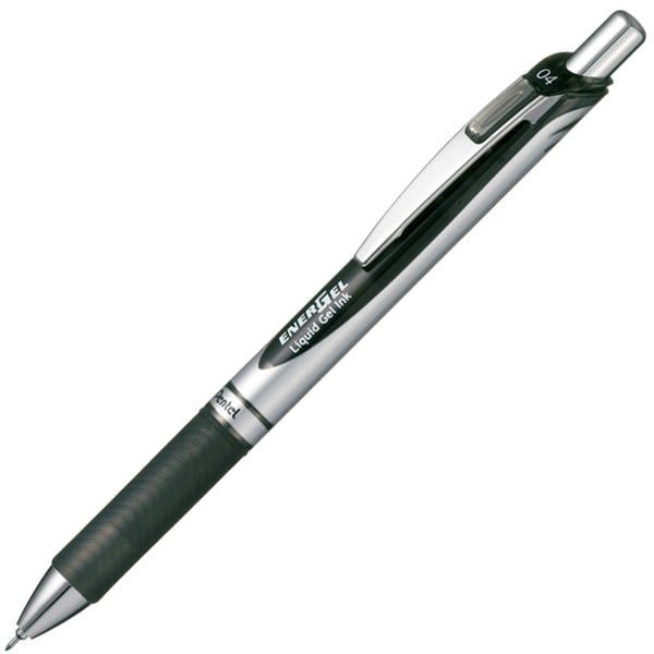 [Pentel]펜텔 젤 잉크 볼펜 ENERGEL(에너지젤) 0.4mm 블랙 실버 니들 팁 속건성 폴리시스 사양 XBLN74-A 149056