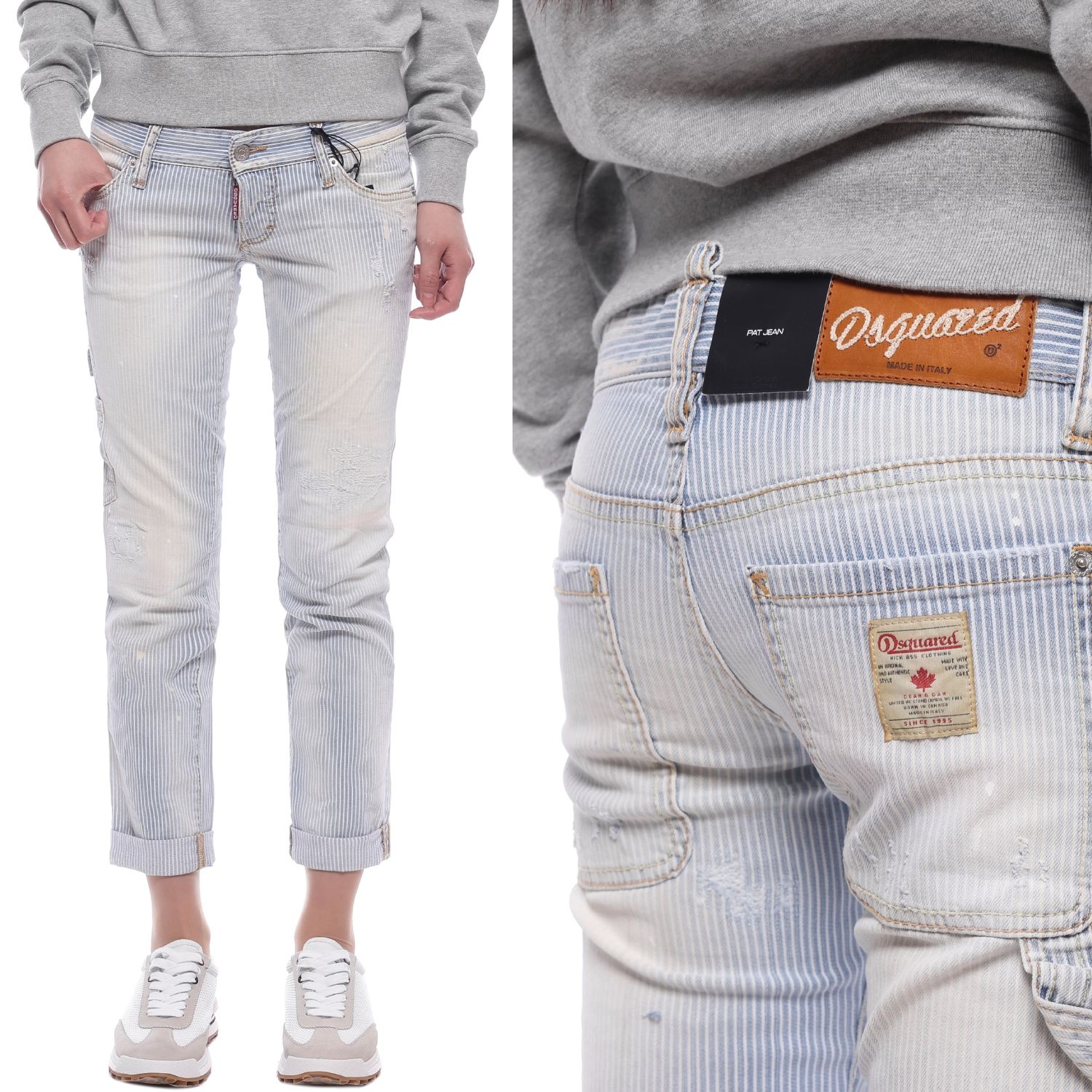 [롯데백화점]  [디스퀘어드2] 여성 팻 롤업 크롭 데님 팬츠 (S72LA0562_S41906_001F) LE1219881241