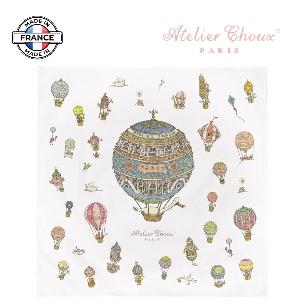 아뜰리에 슈 프랑스산 Organic 까레 신생아 겉싸개 담요 Hot Air Balloons