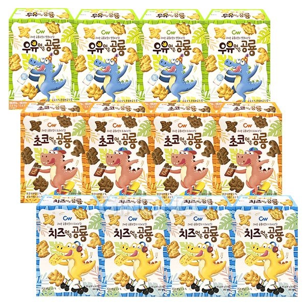 (주)청우식품 청우 우유+초코+치즈 먹은 공룡 60g x4