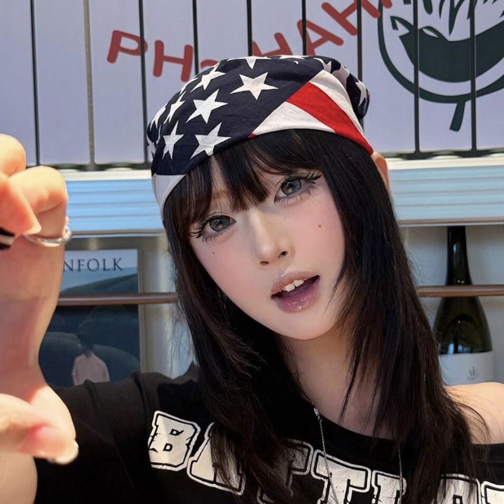 포셋 스타스핀 헤어 두건 / 빈티지 y2k 별 스카프 반다나 커치프