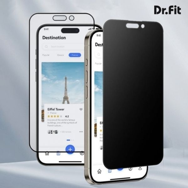 닥터핏 사생활보호 지문방지 강화유리필름-1매 [iPhone15 Plu...