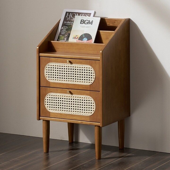 안목 서향 라탄 원목 북선반 매거진랙 수납장 [착불]