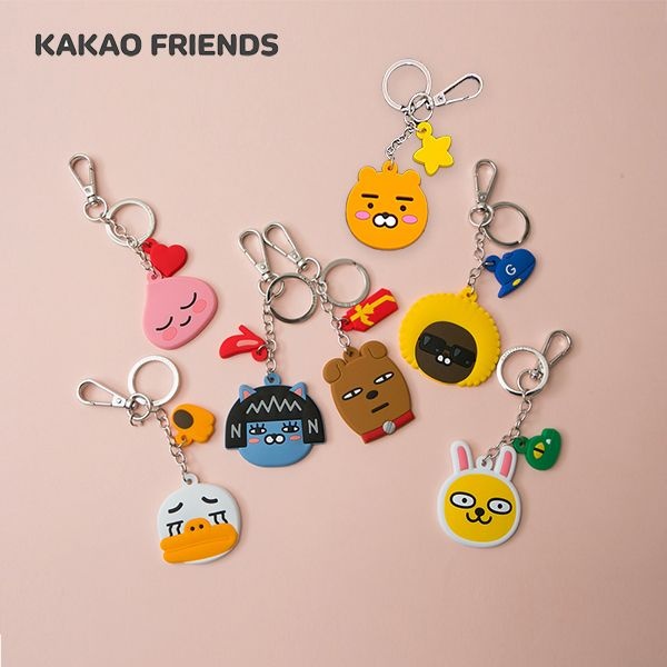 카카오프렌즈 얼굴표정 고무 열쇠고리 실리콘 키링 키홀더