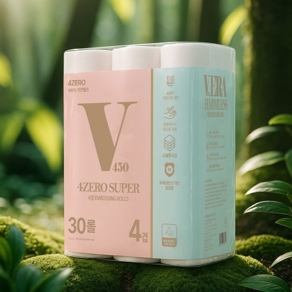 [VERA] 베라 4ZERO 무해력 슈퍼 4겹엠보싱 25M 30롤 X2팩 1팩 두루마리 화장지 휴지 sh