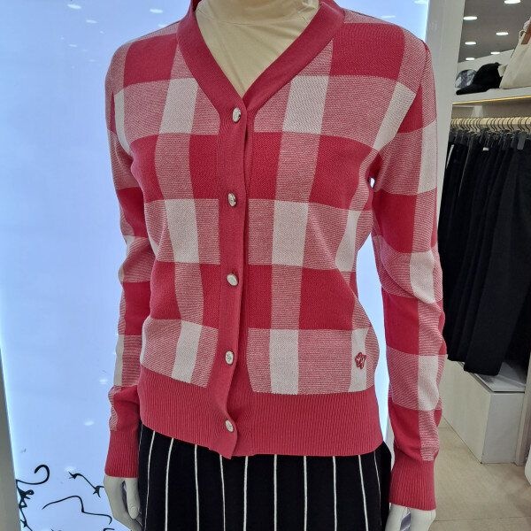 [모다아울렛][엘르골프][버튼업] 빅체크  V넥 가디건(SET) 6I13701 순천점