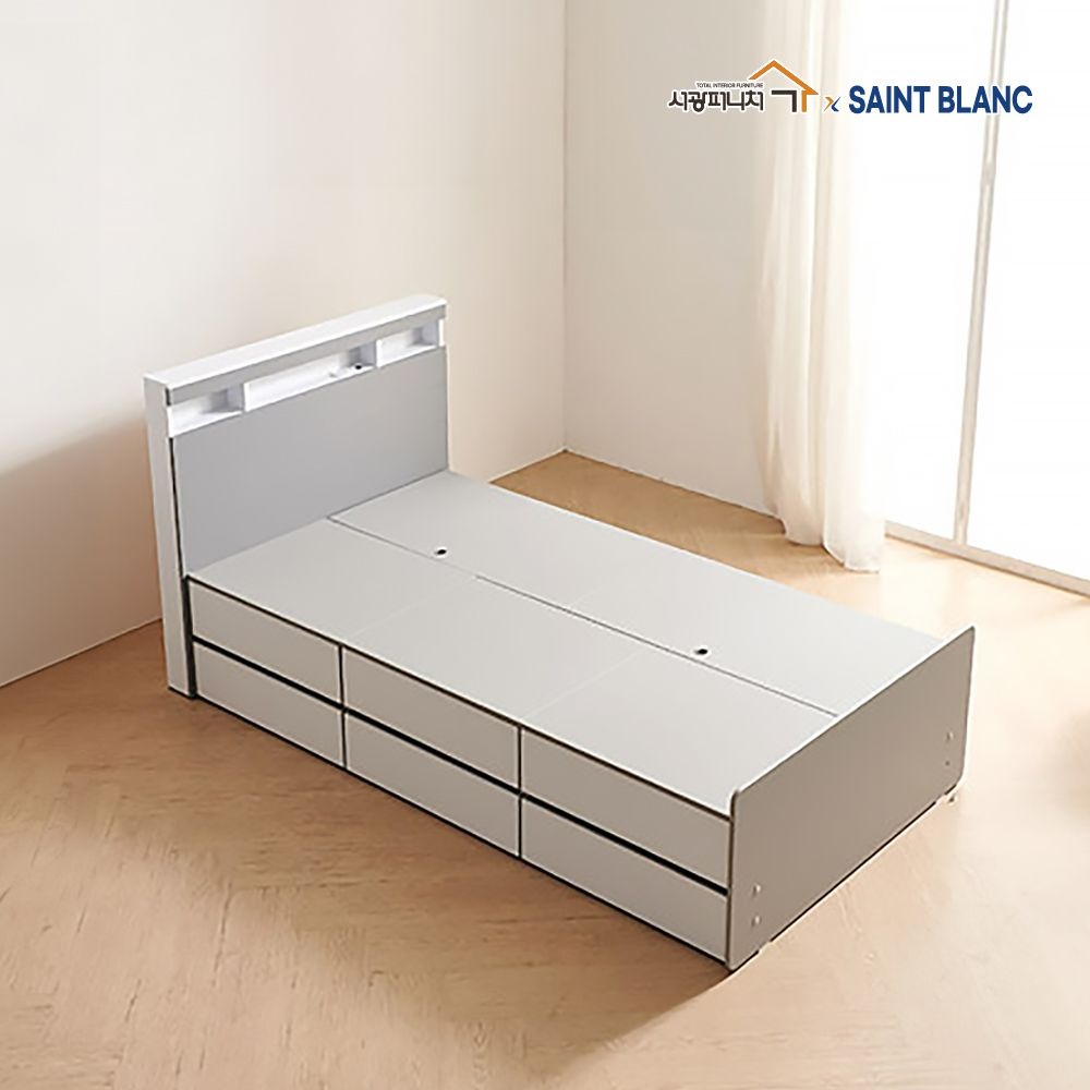 서광퍼니처 oem 서광퍼니처 SK813 수납 서랍형 조명 무드등 LED 침대프레임 SS HI