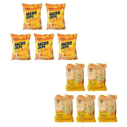 노브랜드 나쵸칩 체다치즈맛 155g x5개 + 달콤한 쌀과자 315g x5개 학교 사무실 탕비실 간식 과자 티타임