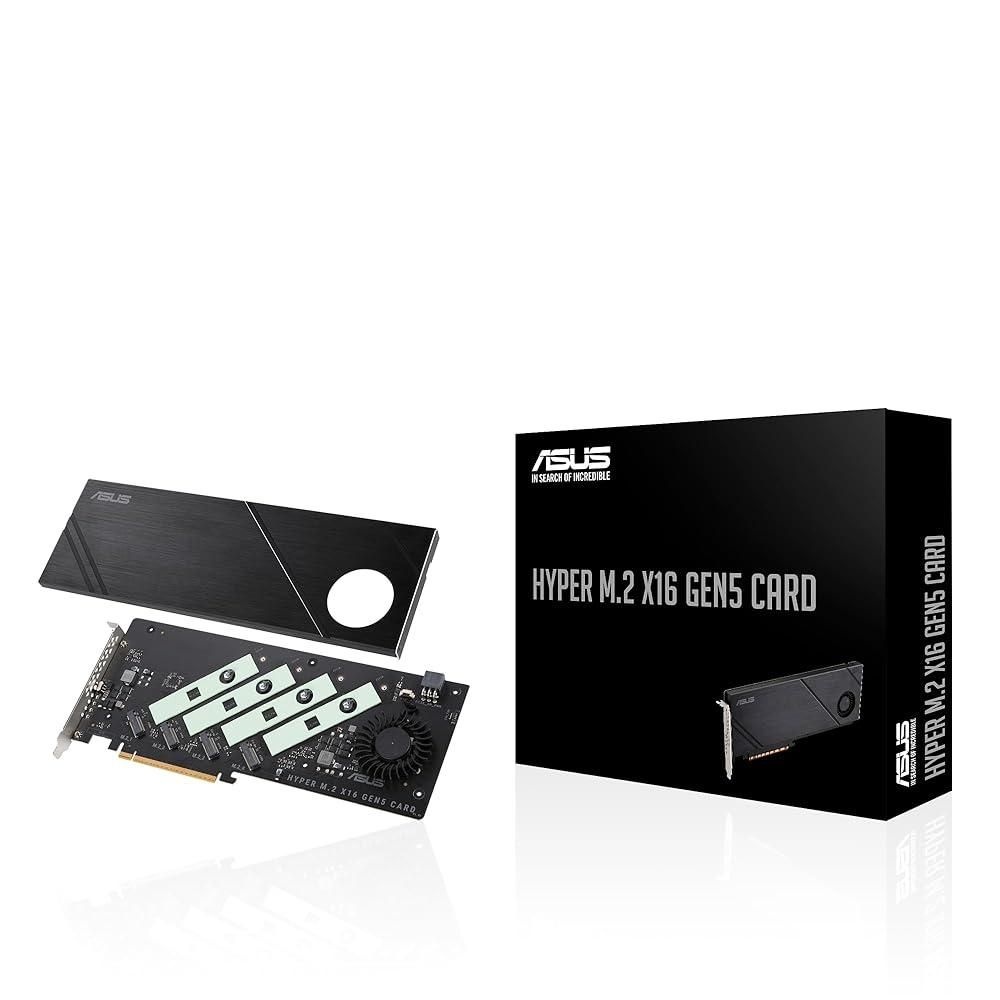 에이수스 [해외] ASUS Hyper M.2 x16 Gen5 카드(PCIe 5.0/4.0)는 AMD 및 인텔® 플랫폼 RAID 기능을 위해 최대 512Gbps의 NVMe M.2 (2242/2260/2280/22110) 장