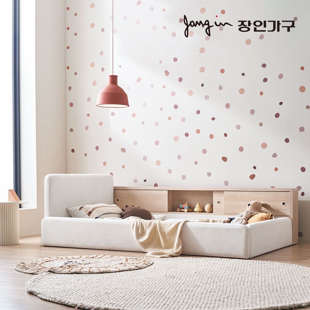 장인가구 하랑 E0 패브릭 슬림헤드 저상형 패밀리침대 기본형 SS 프레임