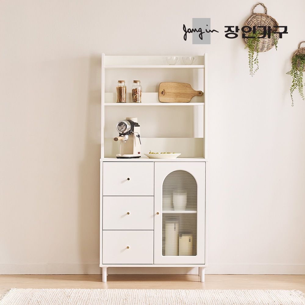 쿠르바 모루유리 800 3단서랍 그릇 주방 수납장 상부장 세트