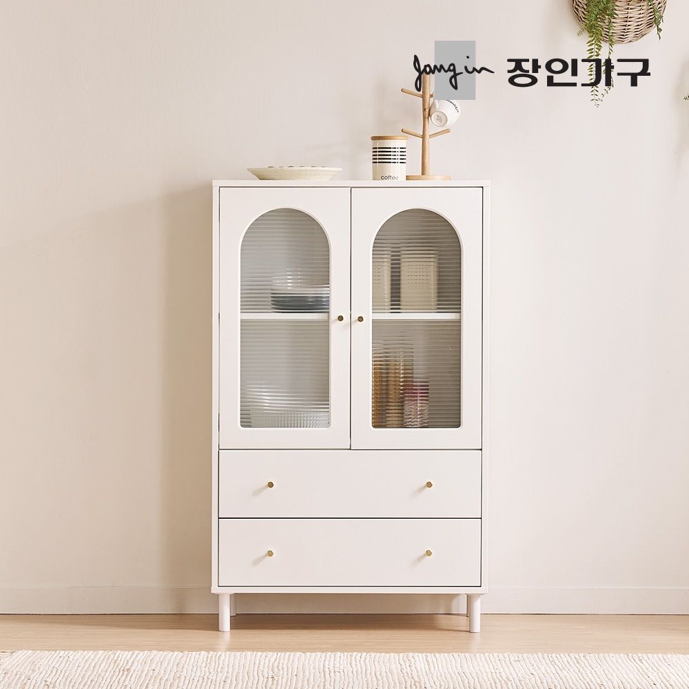 쿠르바 모루유리 800 2단서랍 그릇 주방 수납장 높은형