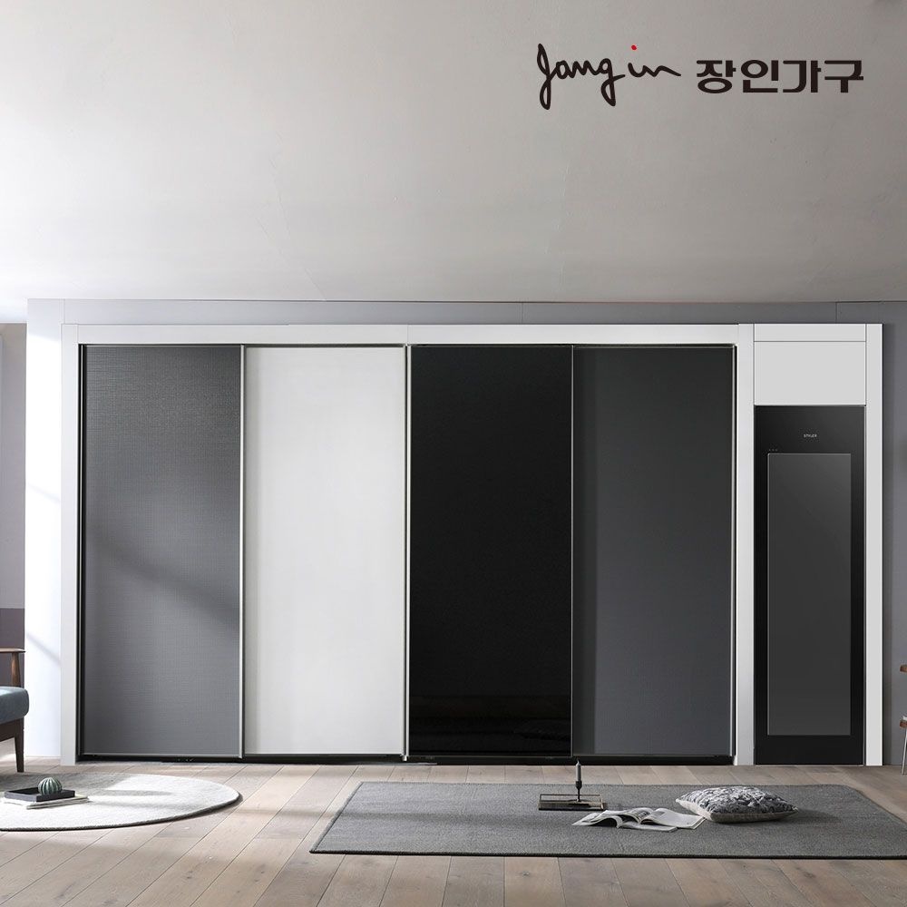 장인가구 단테 모던 미러 스타일러 슬라이딩 붙박이장 15cm