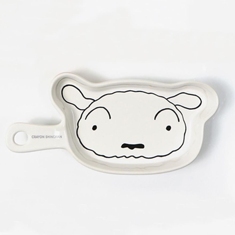 짱구 굿즈 흰둥이 얼굴 모양 디저트 앞접시 손잡이 도자기 플레이트 CE71362