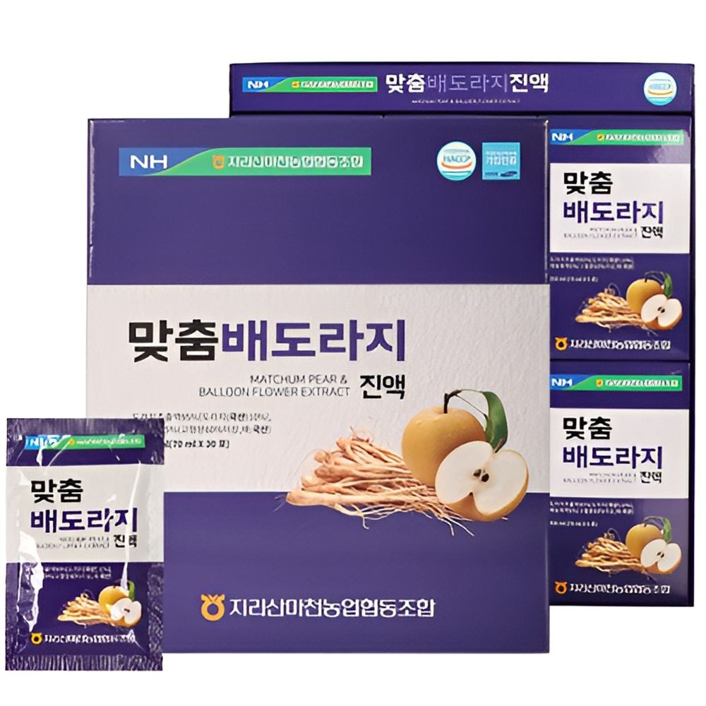 지리산 마천농협 맞춤 배 도라지 진액 70ml x 30포 /가족 부모님 건강 효도 병문안 명절 선물