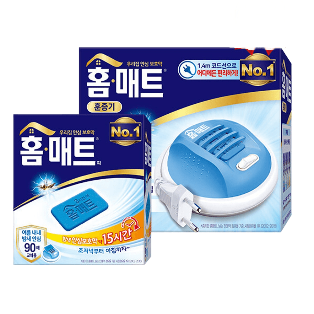 홈매트 코드롤러 훈증 살충기 + 매트형 리필 90매 모기살충제