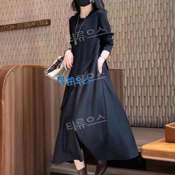 추동 니트 레이어링 드레스 캐주얼 긴소매 스웨트 미너 원피 찜하기 공유하기