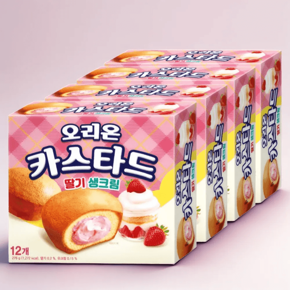 홀리카인 협력사 오리온 카스타드 딸기생크림 12P x 4개 미니케익