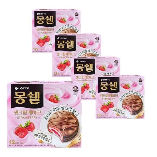 롯데웰푸드 몽쉘 생크림케이크 딸기 408g x 5개