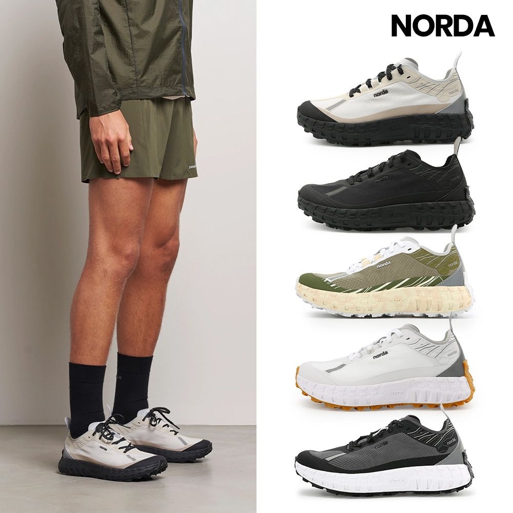 NORDA 노다 001 남성 여성 트레일 러닝화 산악달리기 신더 블랙 글리치 화이트