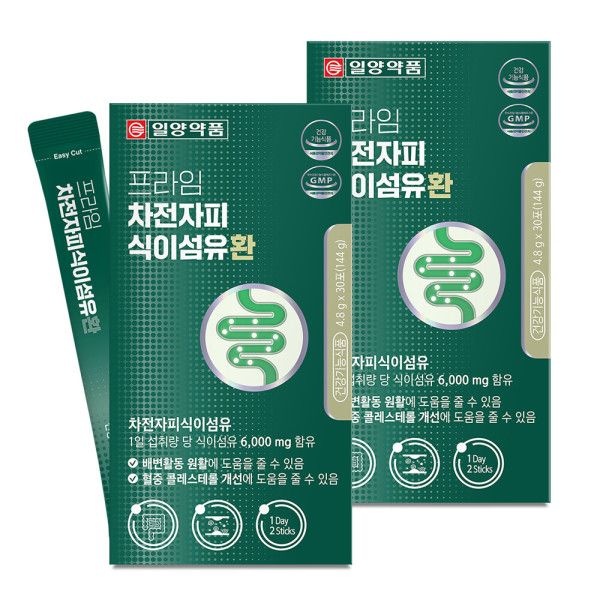 일양약품 프라임 차전자피 식이섬유환 30포 X 2개 목넘김이 편한 소형환 배변활동 콜레스테롤 동시케어