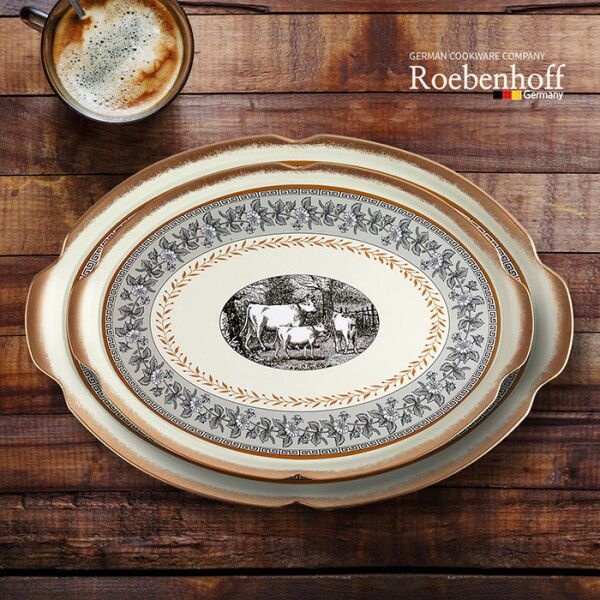 [CMB코리아][레벤호프] 웨이브 타원쟁반 2P세트 카우 / 트레이