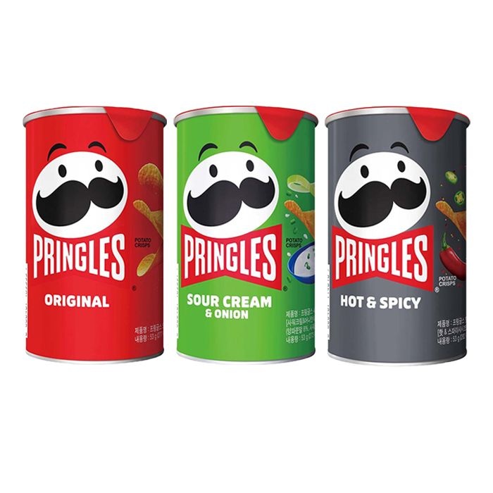 농심캘로그 프링글스 감자스낵 53g 오리지날 핫스파이시 사워크림앤어니언